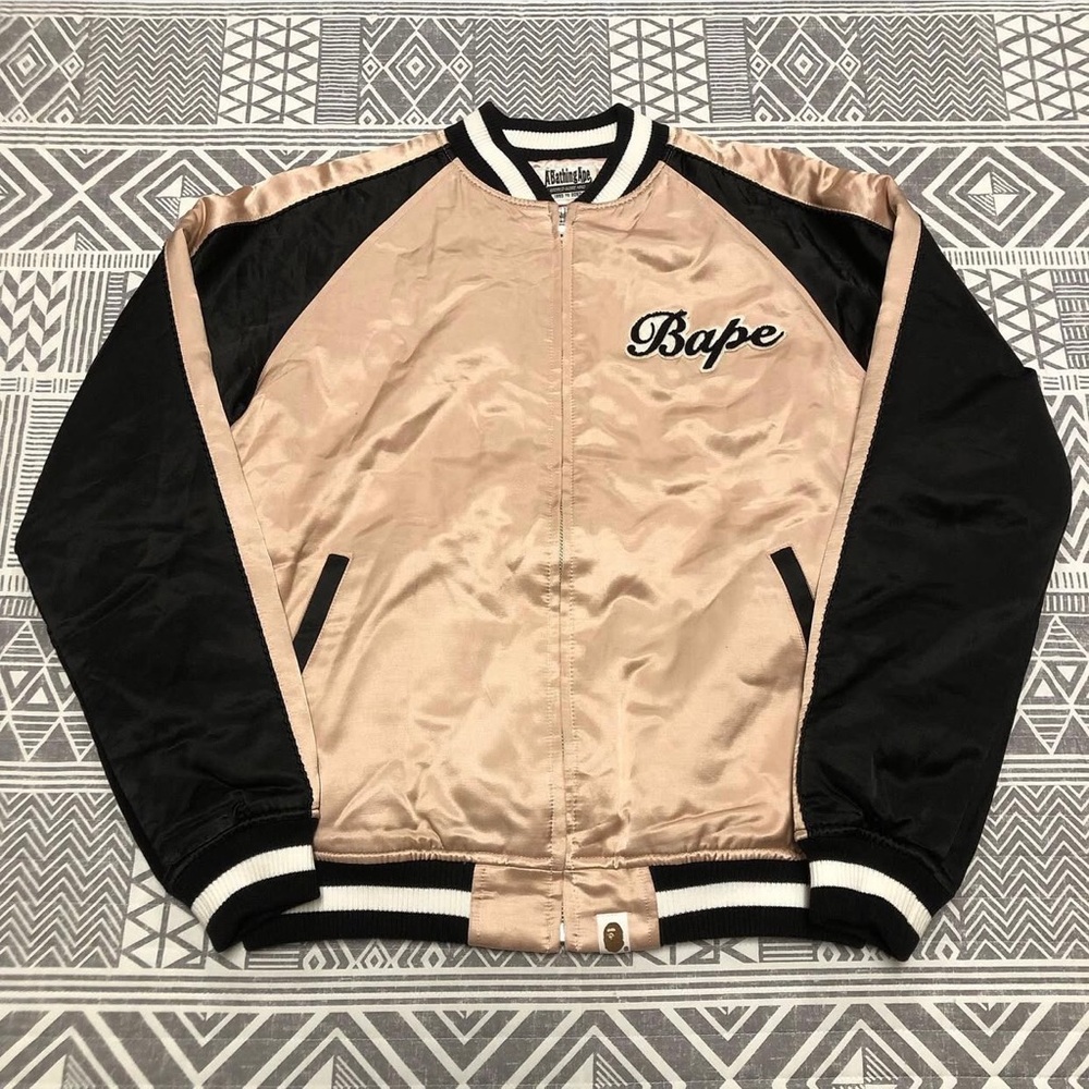 A Bathing Ape Bape College Logo Souvenir Jacket Size Extra Small